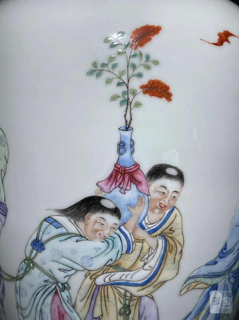 民国 粉彩四圣图瓶一对 - 图6